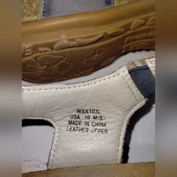 Propét Phoebe Wedge‎ Sandal Blue size 10 Support Comfort Cushion Leather - Picture 5 of 6